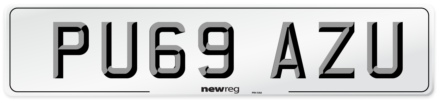 PU69 AZU Number Plate from New Reg